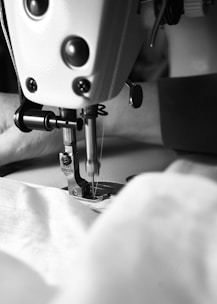A sewing machine is in action.