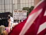 Protestors demonstrate for due process rights.