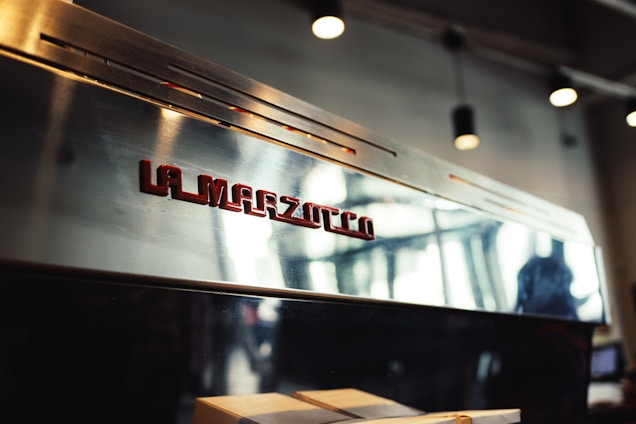 A la marzocco espresso machine is displayed.