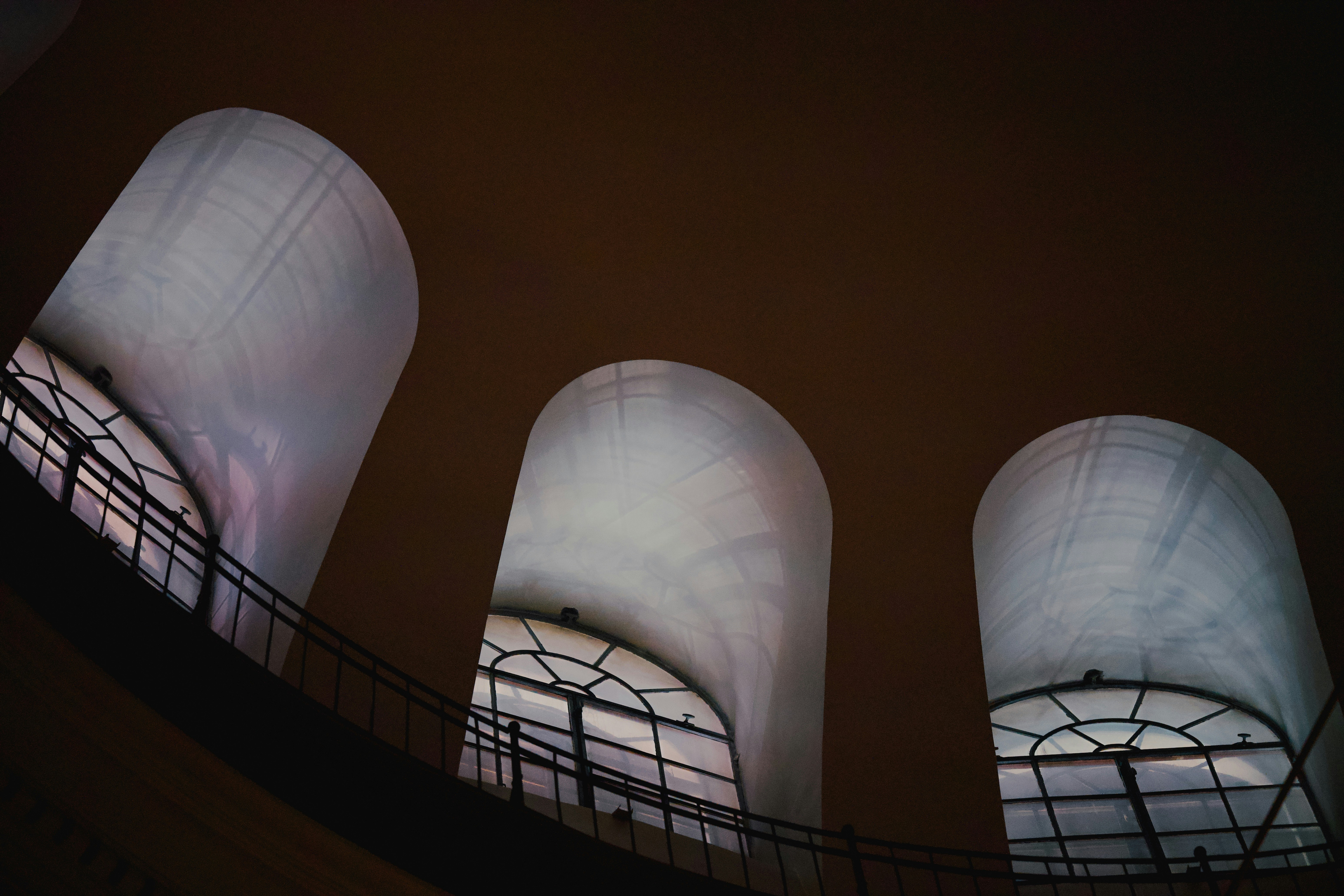 Three arched windows are visible from below. photo – Free Building ...