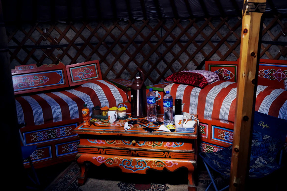 Cozy nomadic yurt interior