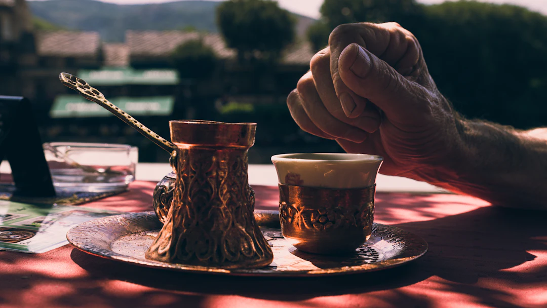 Coffee on an outdoor table