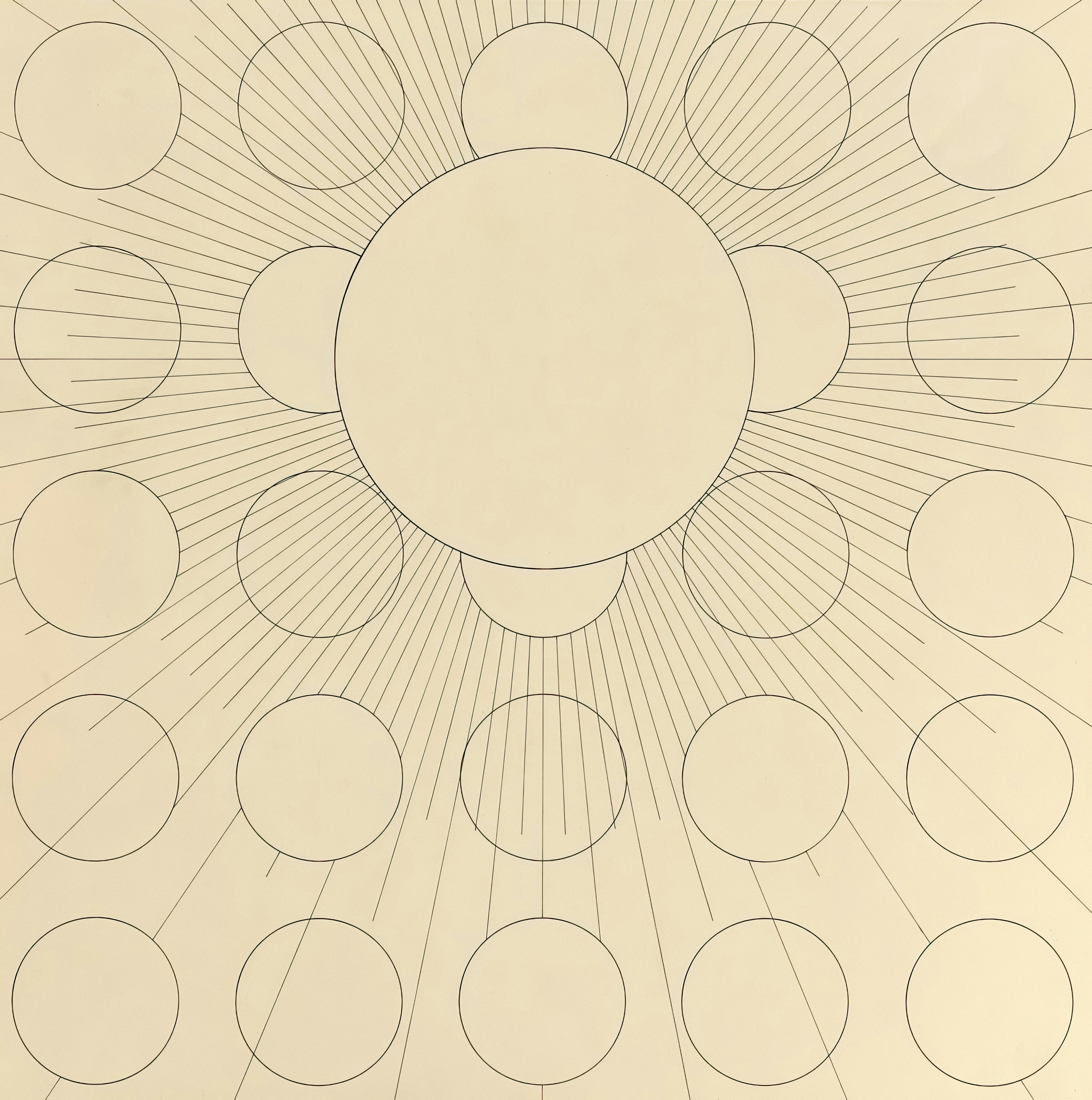 Des cercles concentriques rayonnant à partir d’un cercle central.