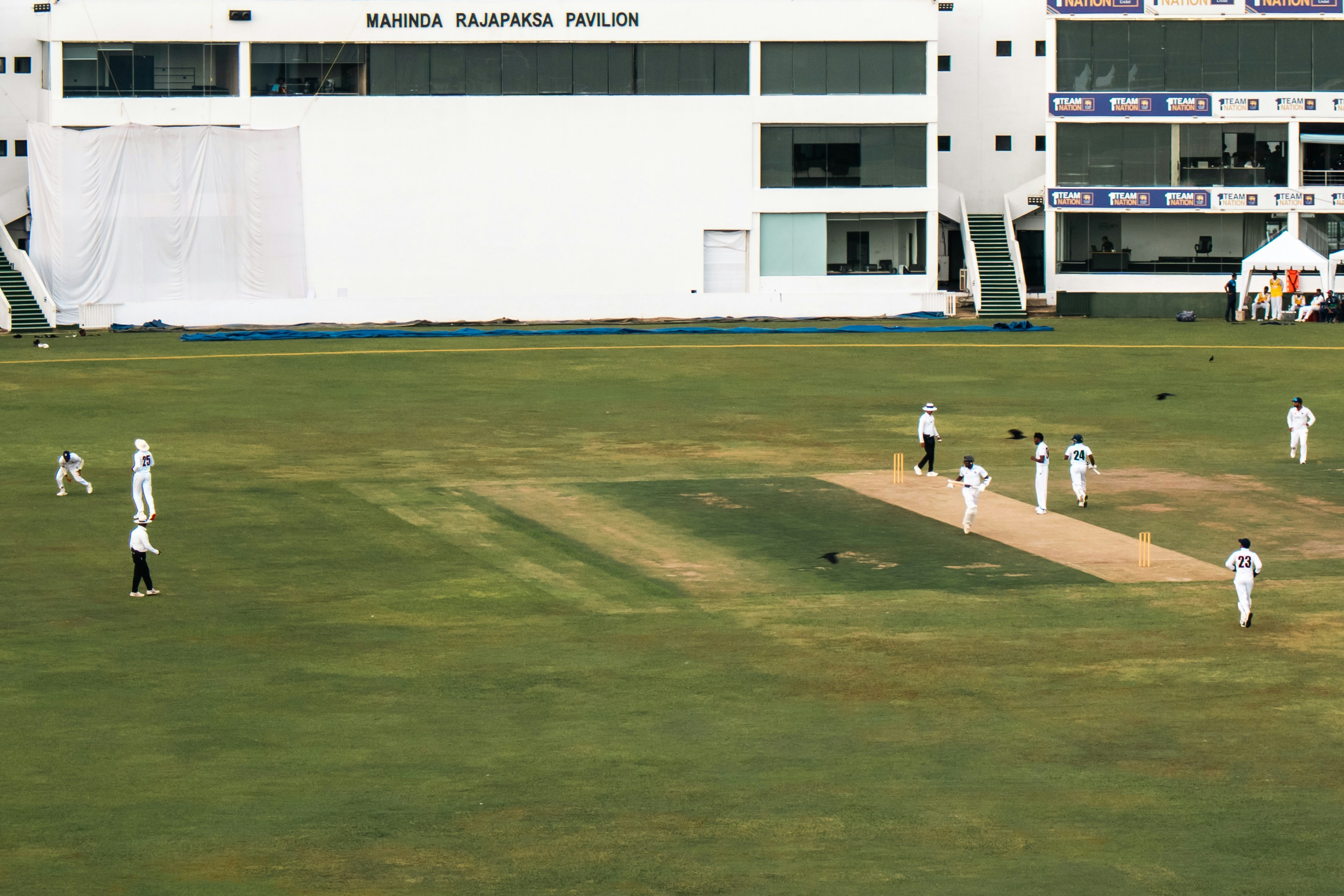 Cricket players at Galle stadium