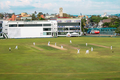 Cricketers playing on the field