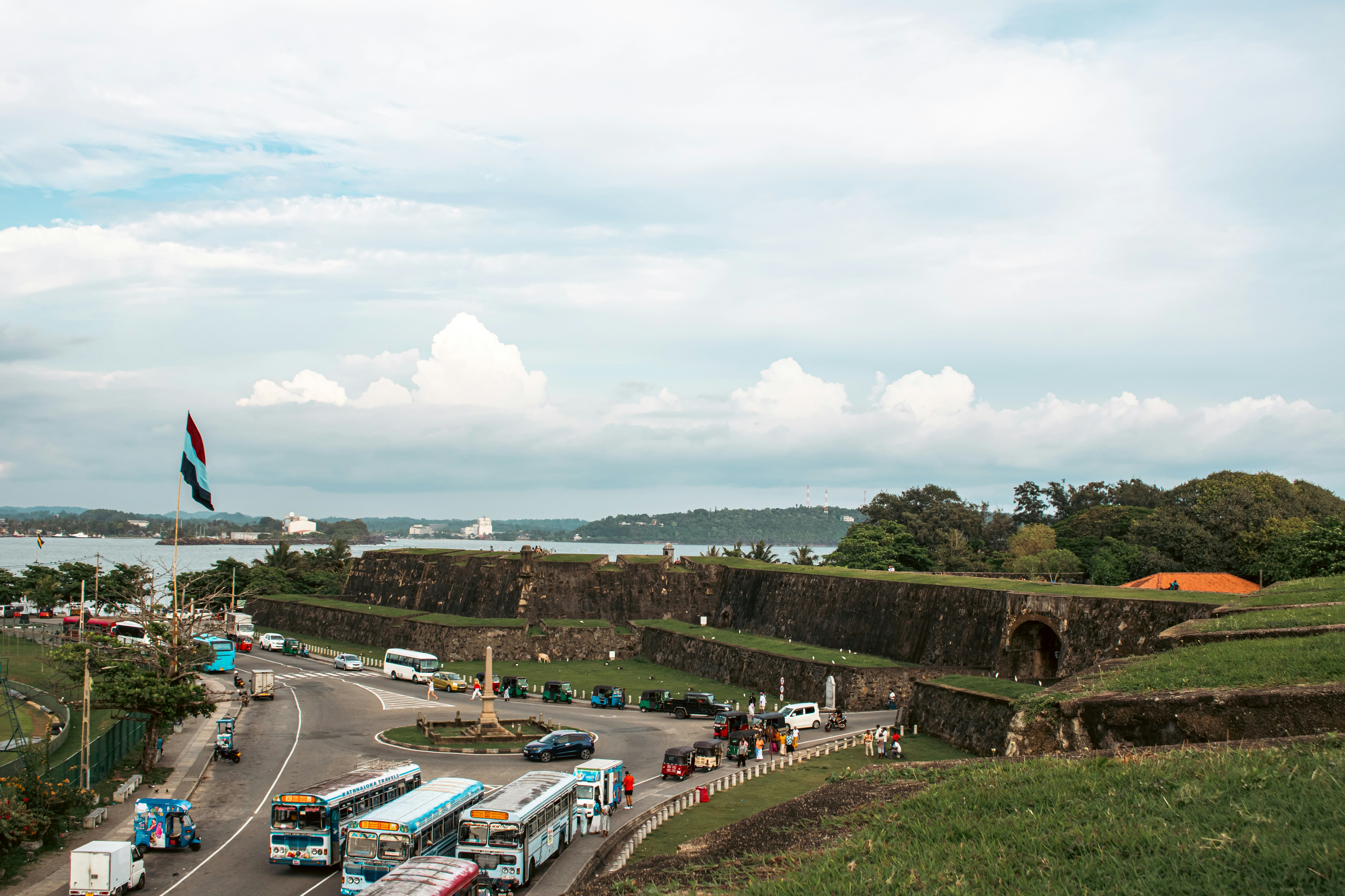 A view of a fort and road.