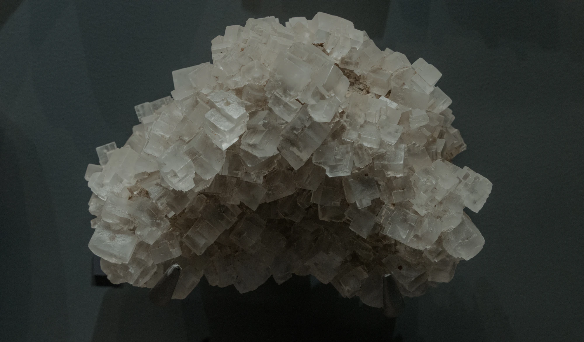 Close-up of raw halite salt crystals
