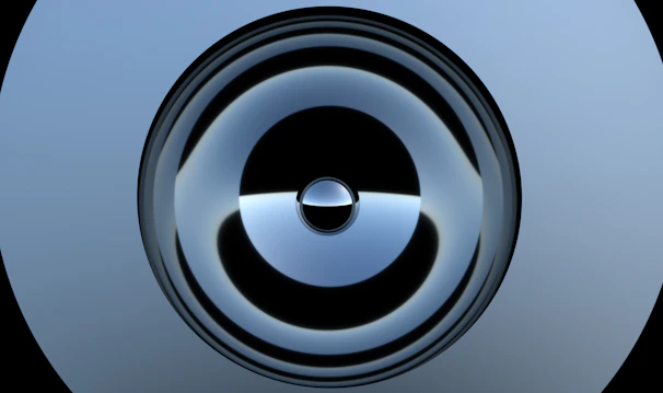 A circular, shiny design.
