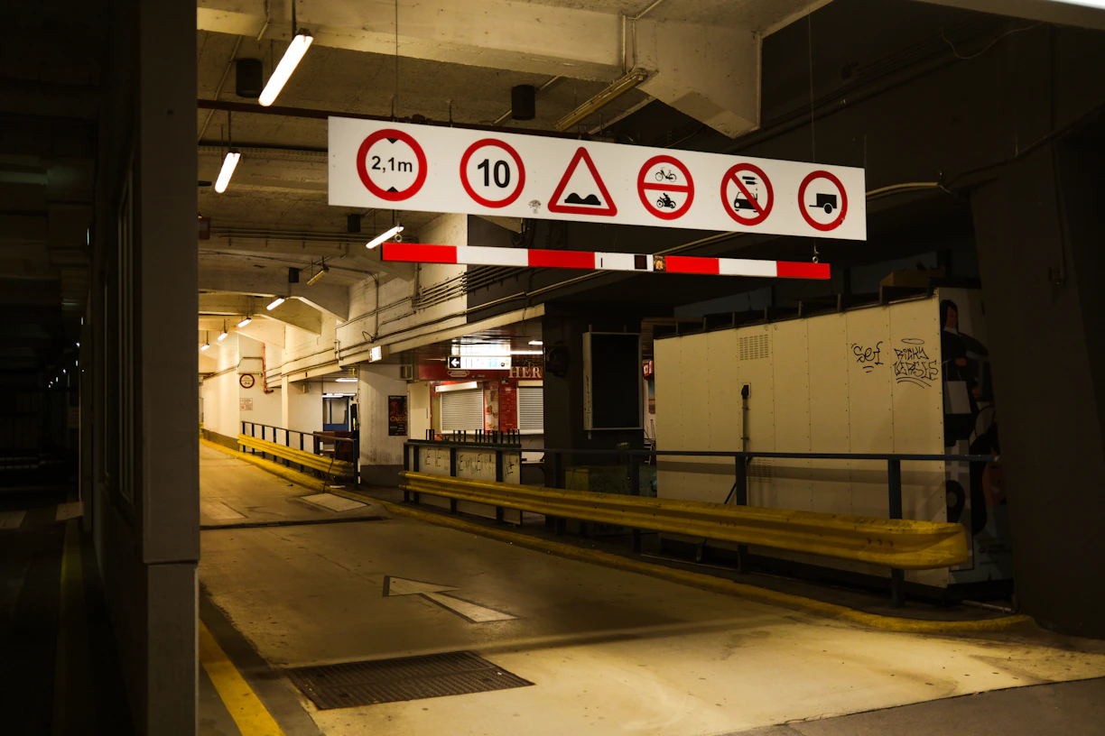Entrance to an underground parking garage