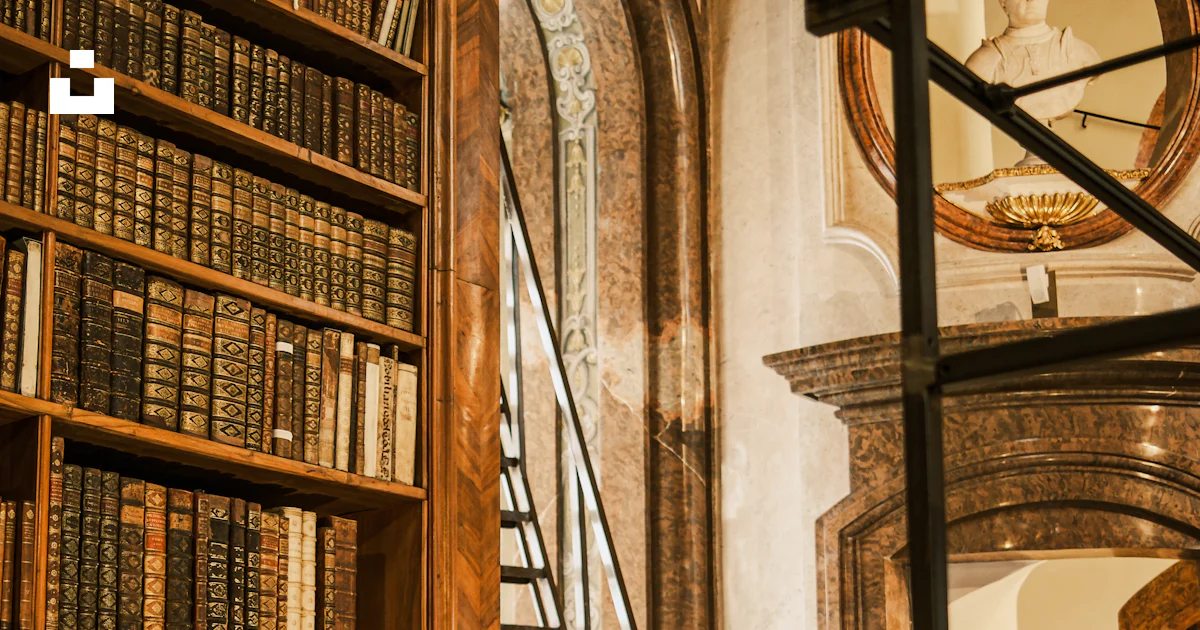 A library interior showcases books and arched architecture. photo ...