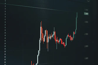 Stock market chart showing upward trend.