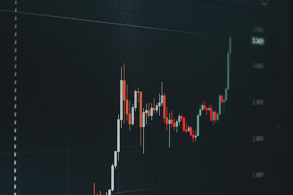 Stock market chart showing upward trend.