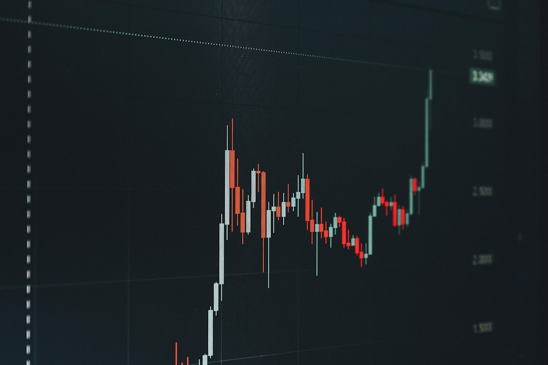 Stock market chart showing upward trend.,