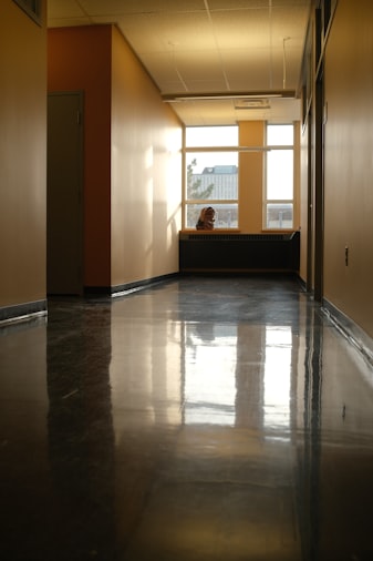Metallic epoxy floor Knoxville TN — polished reflective decorative floor in modern interior