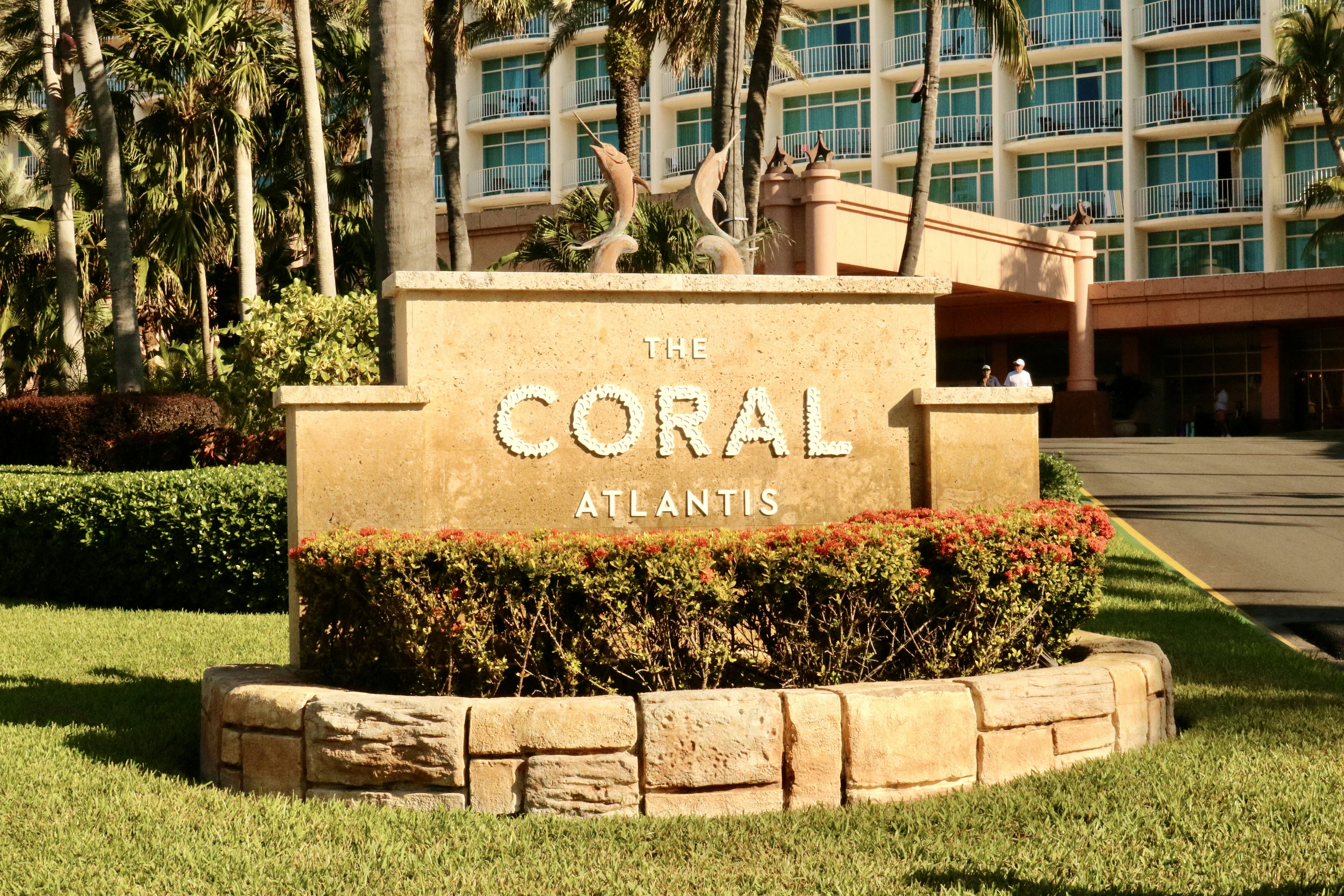 Sign for the coral atlantis hotel.