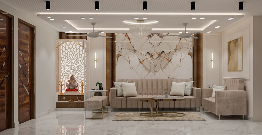 Contemporary living room with warm neutral palette