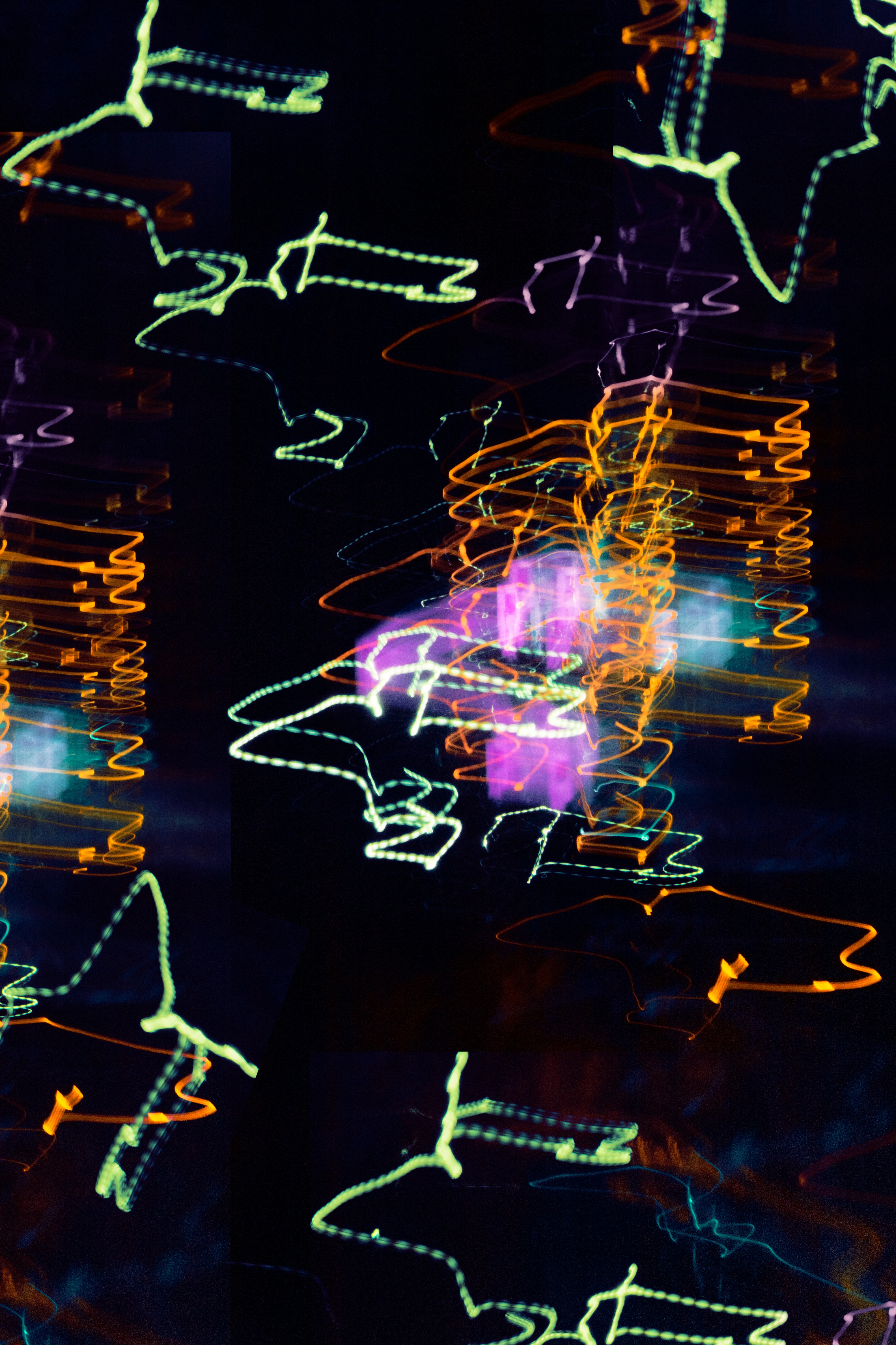 Colorful abstract light trails against a dark background, representing digital manipulation and technology, relevant to discussions of refund scams and deceptive practices.