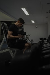 Man is working out at the gym.