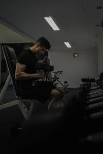 Man is working out at the gym.