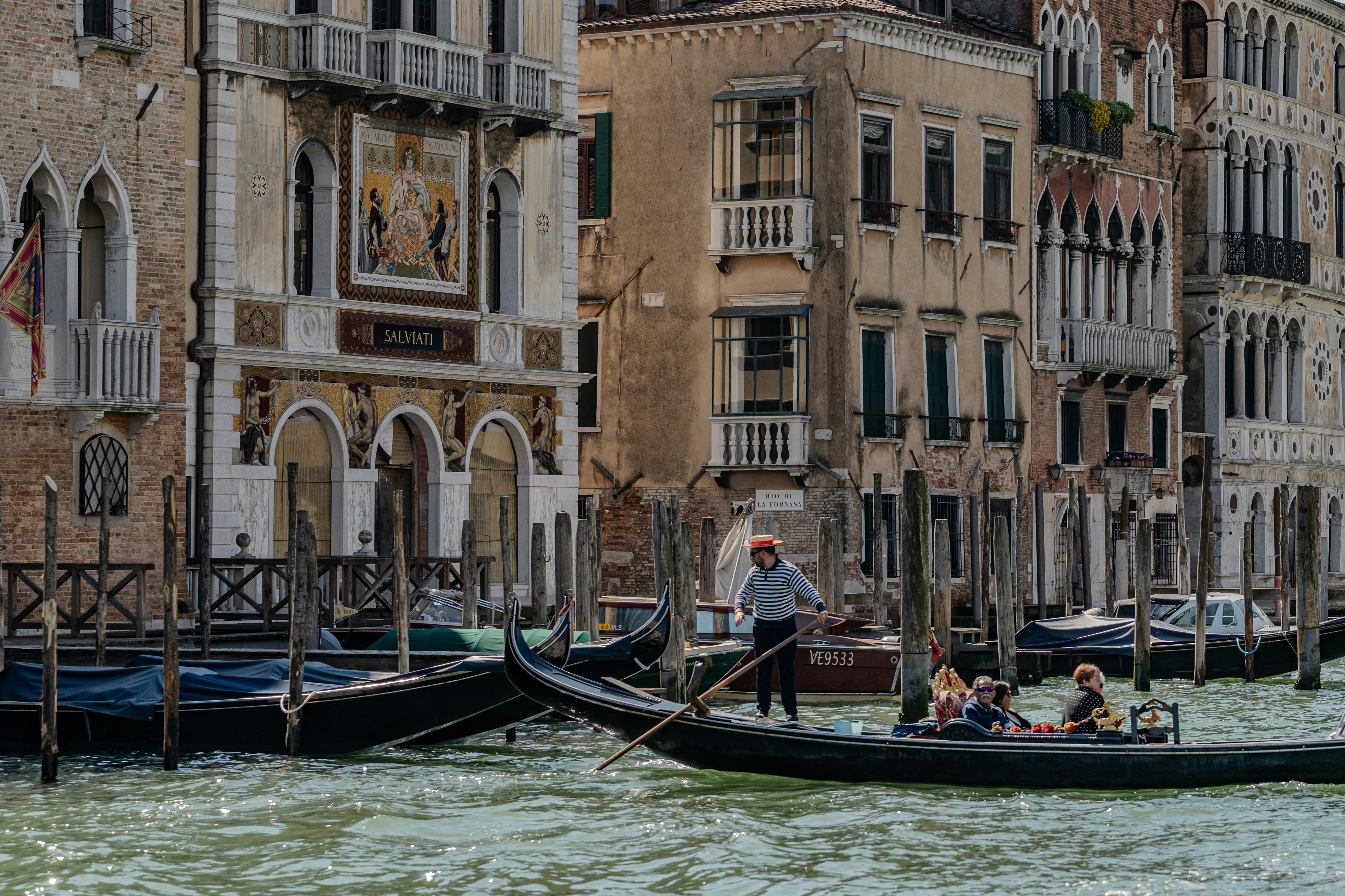 A gondola rides in venice, italy.