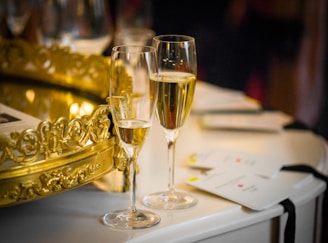 Two champagne glasses celebrate a special occasion.