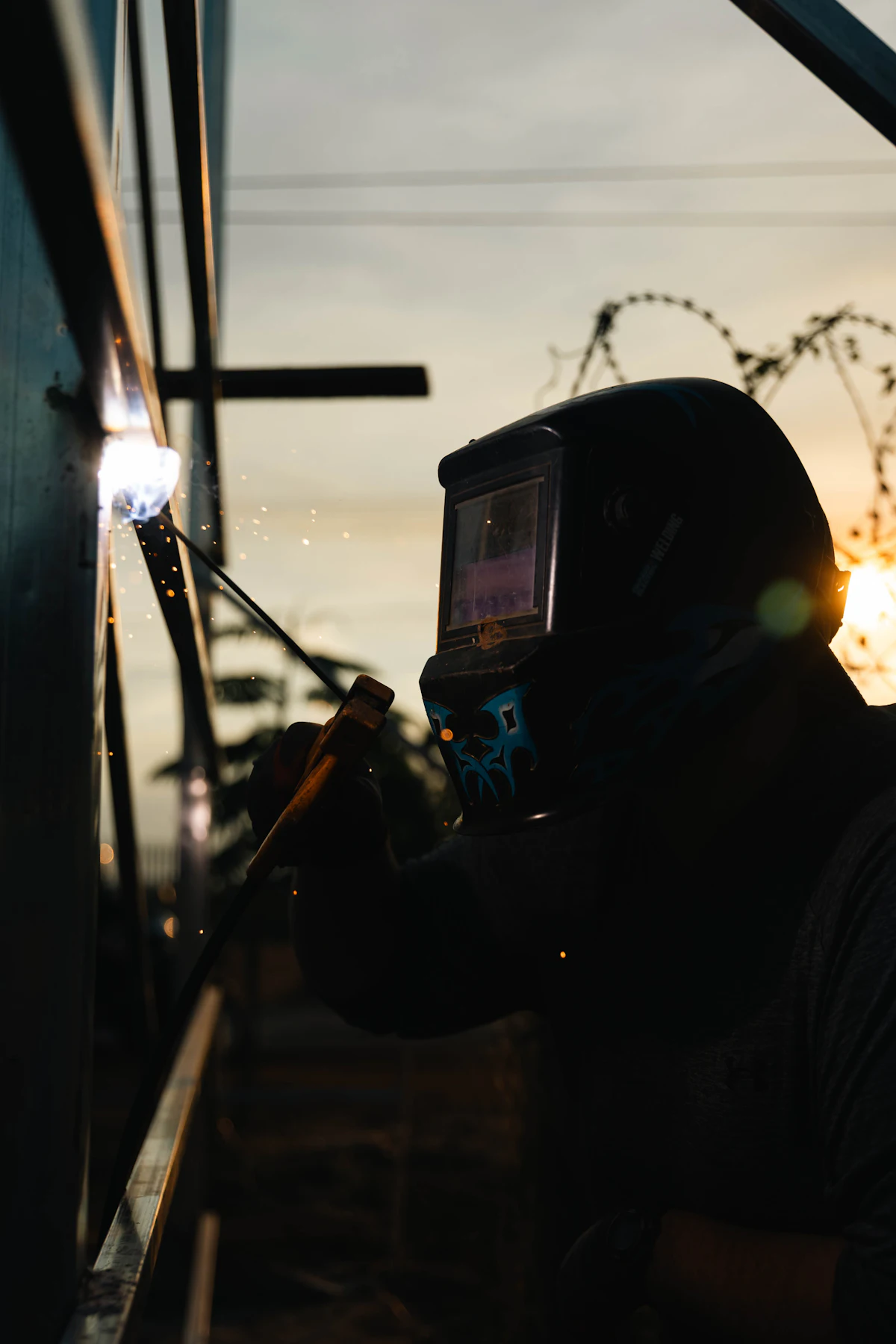 Finished weld at sunset