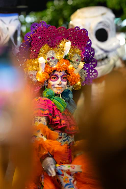 Woman dressed as la catrina for day of the dead.