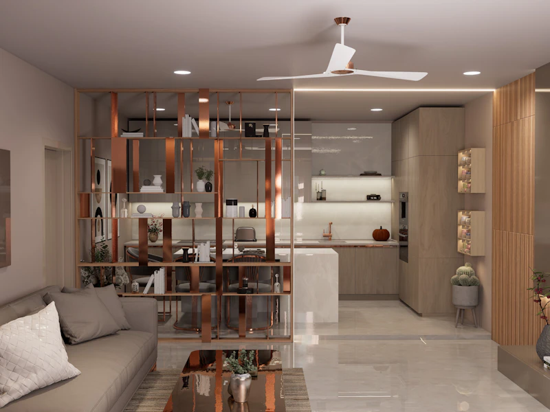 Open kitchen and living area