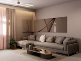 A modern living room in a neutral scheme