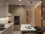 A modern kitchen with a breakfast bar