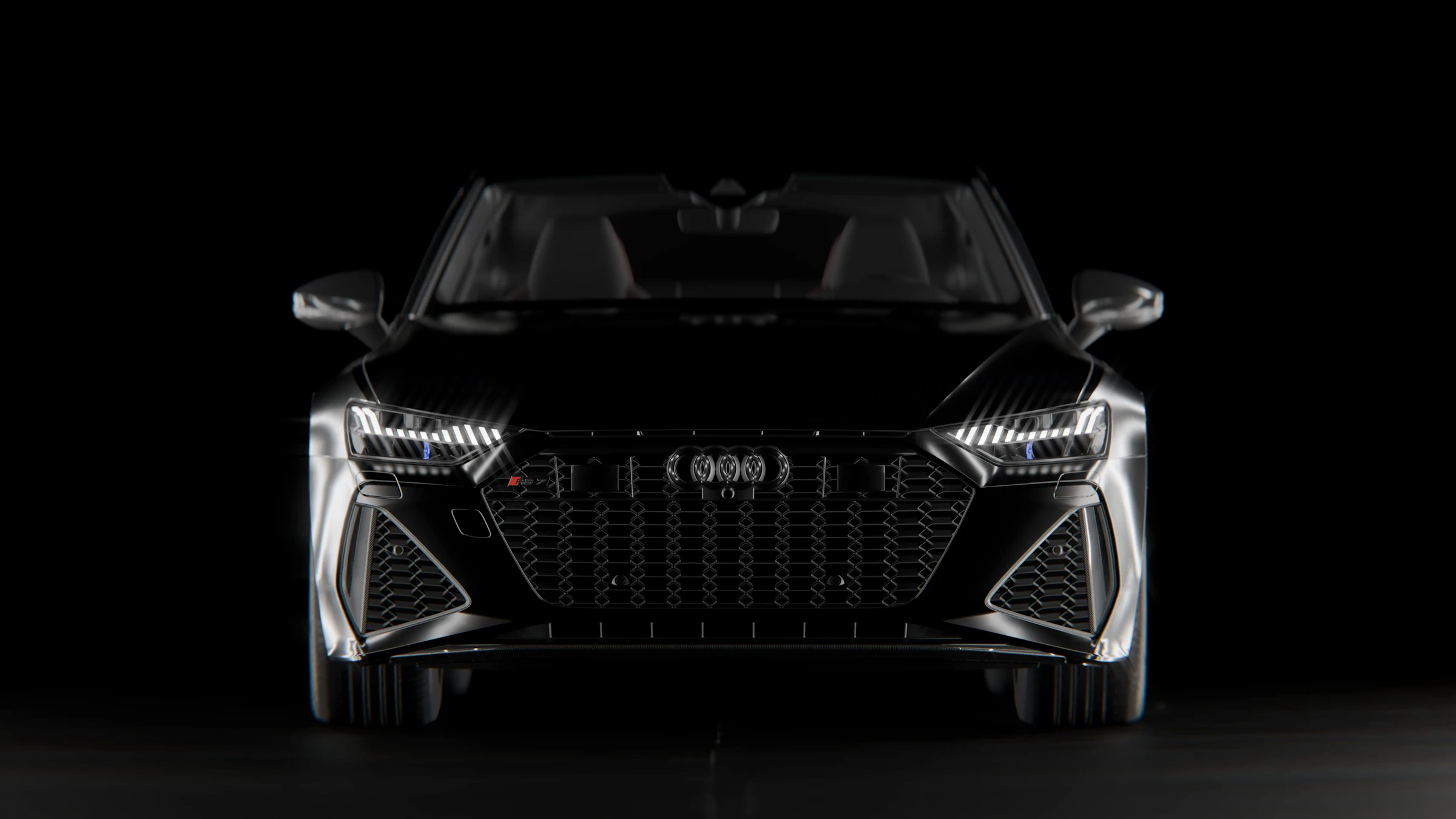Audi front end illuminated at night — placeholder automotive photography