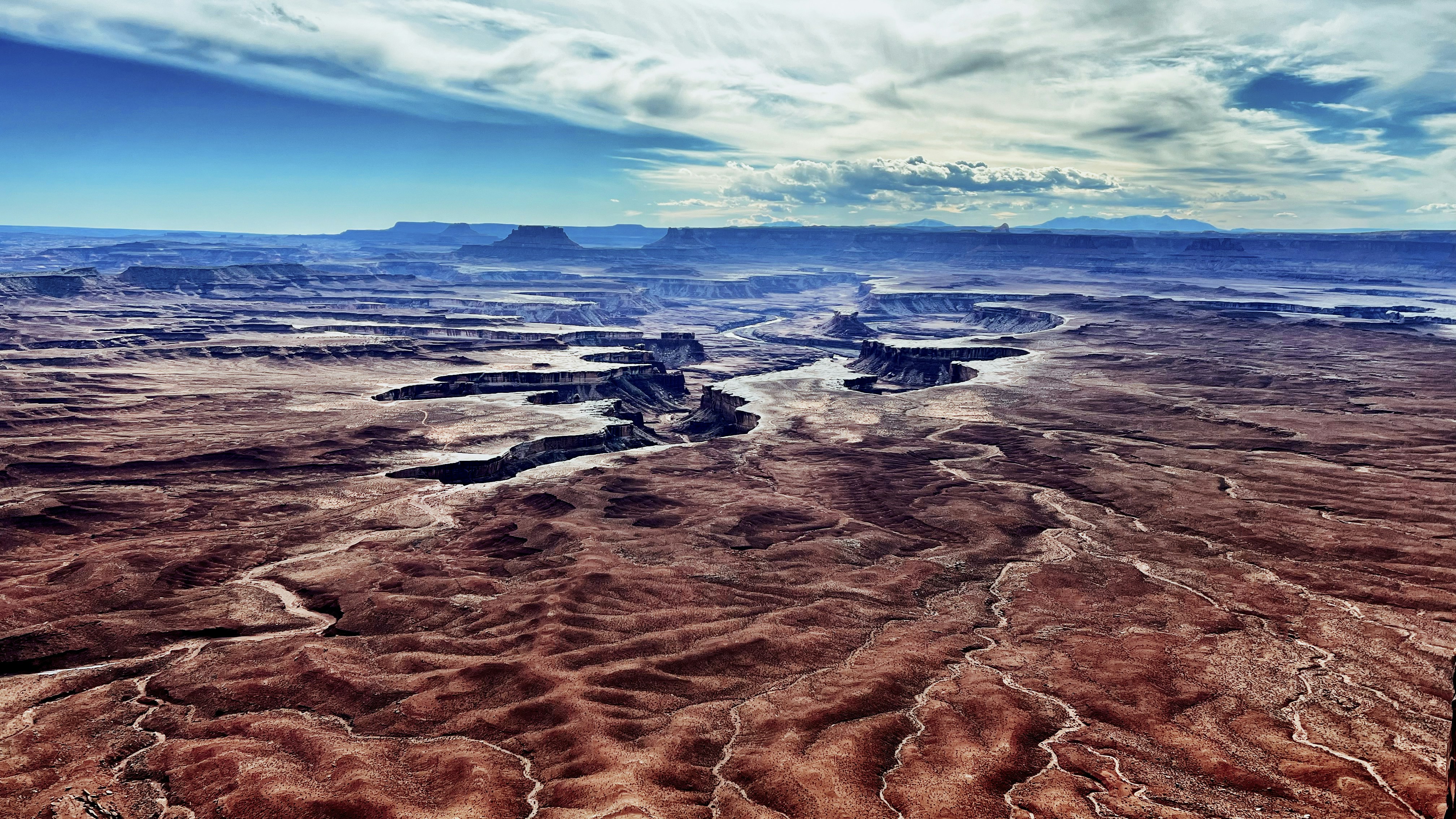 Scenic aerial view of a vast desert landscape.