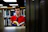 A student is posing in the library.