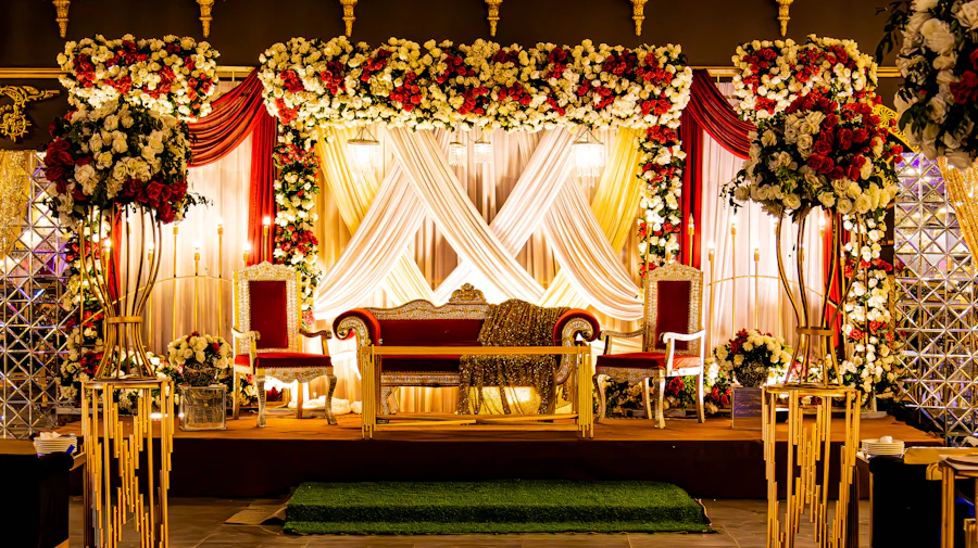 Premium decorated stage with flowers and drapery