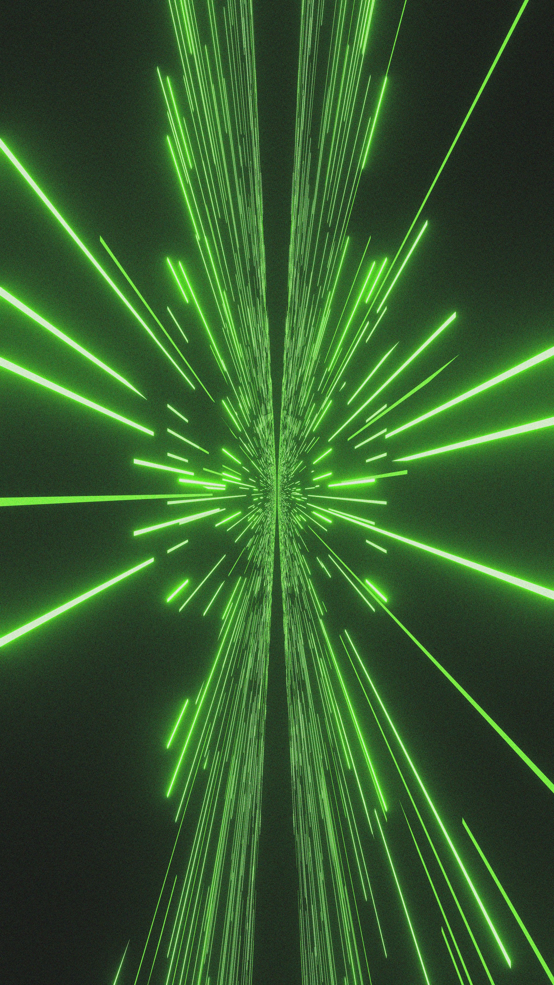 Green neon lines radiating from a central point.