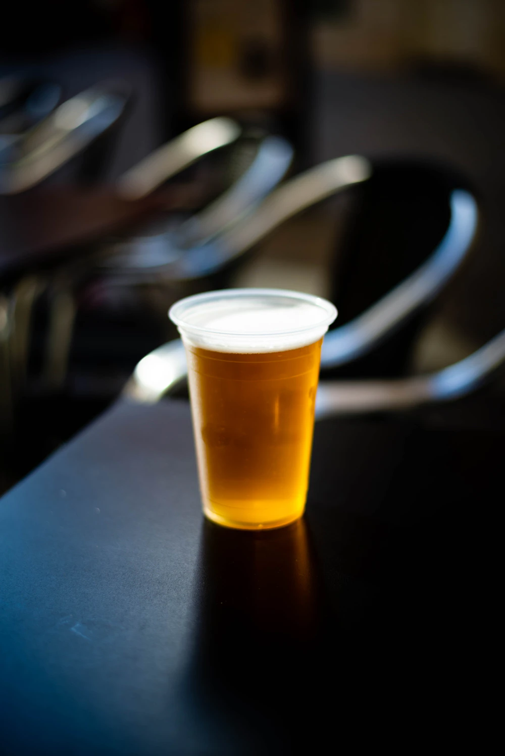 Drink on a dark bar counter