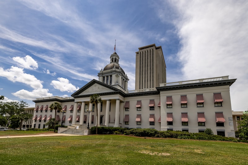 Florida State Capitol building in Tallahassee with the new capitol tower in the background
