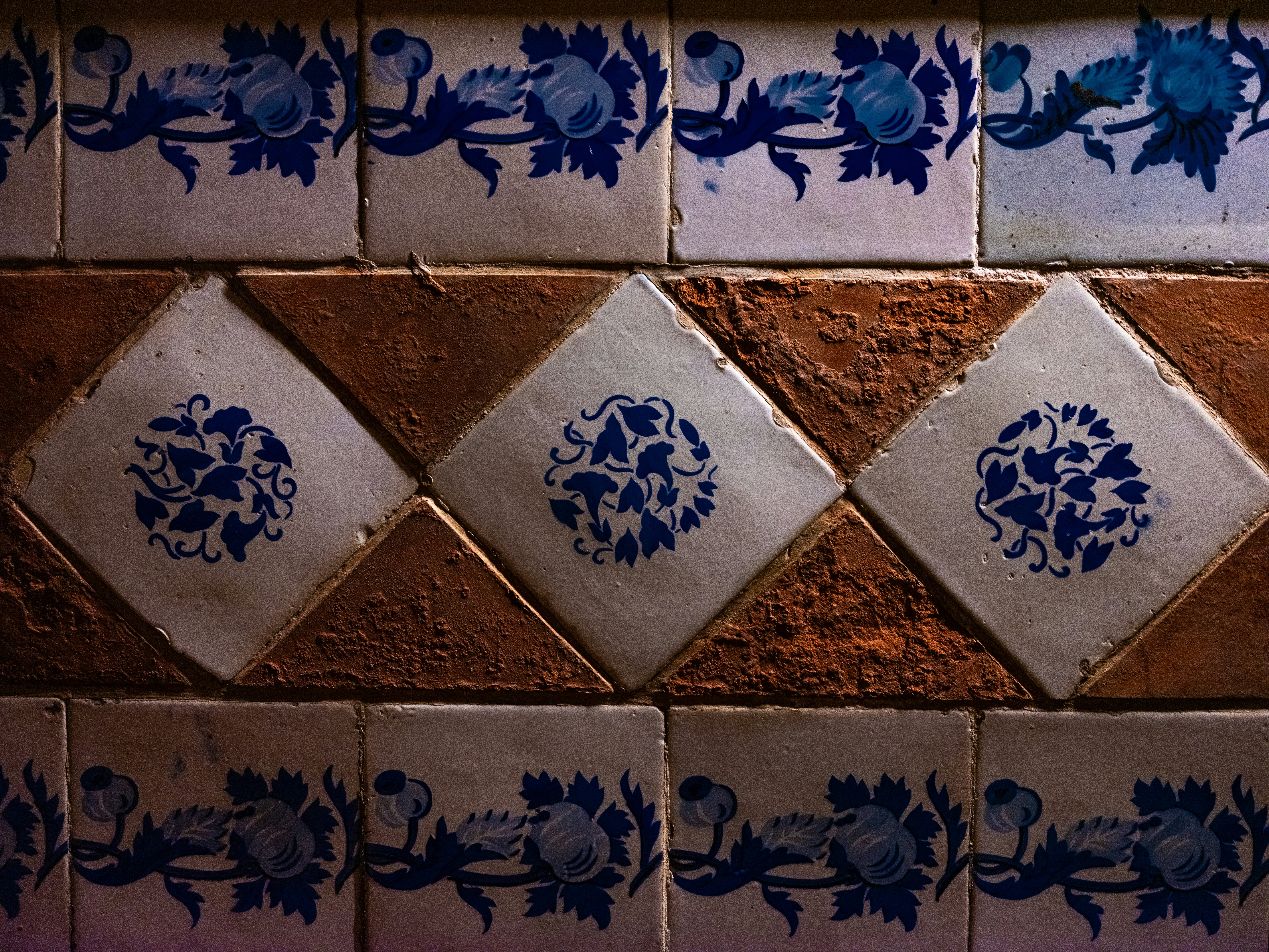 Blue floral ceramic tiles