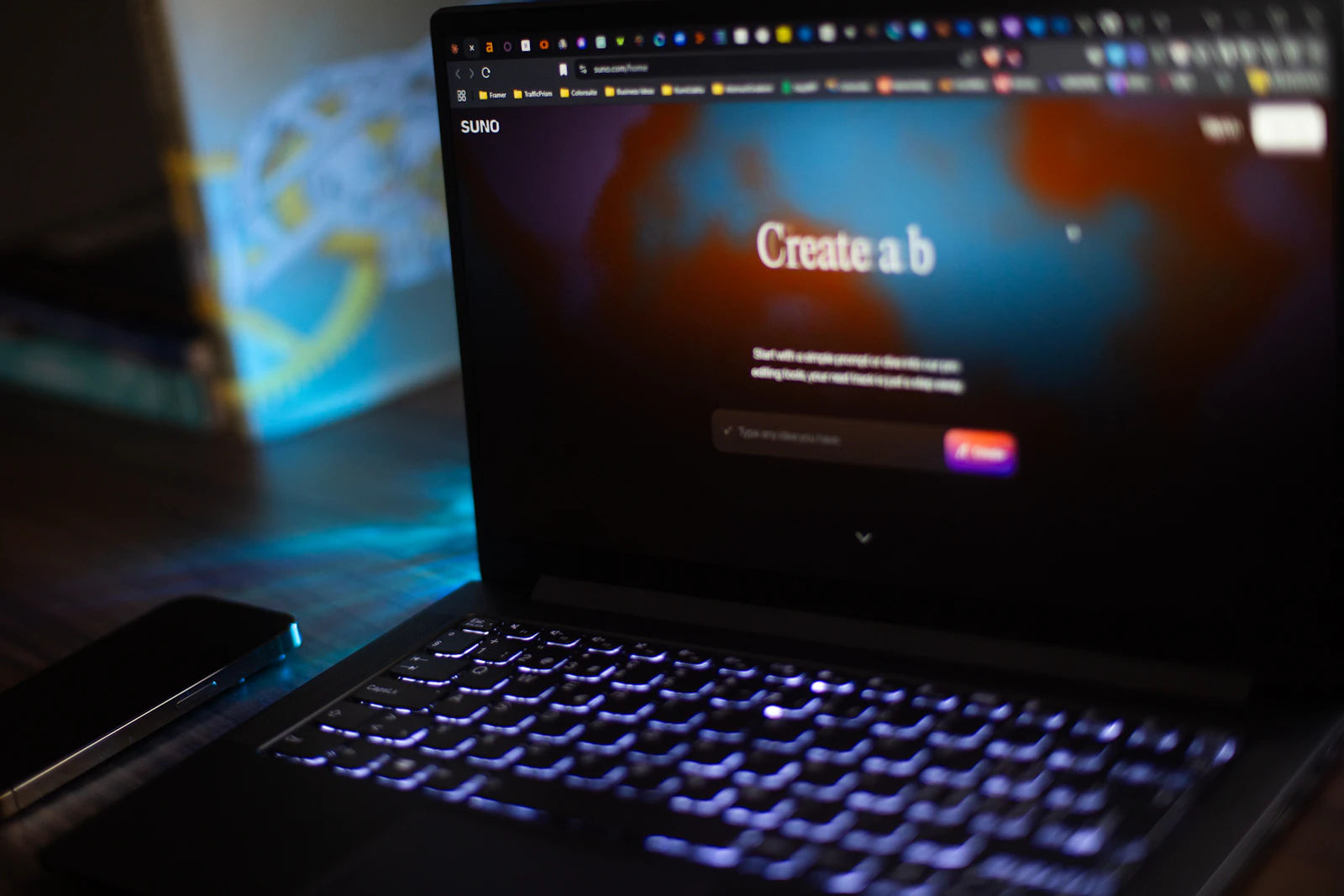 Laptop screen showing an AI content-generation prompt, representing Outrank's automated article writing