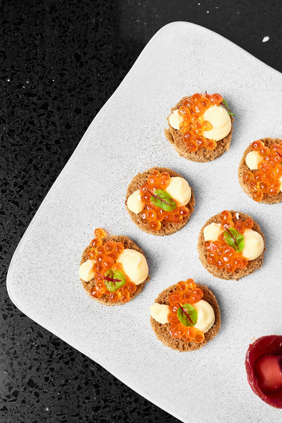 Fine dining caviar service presentation