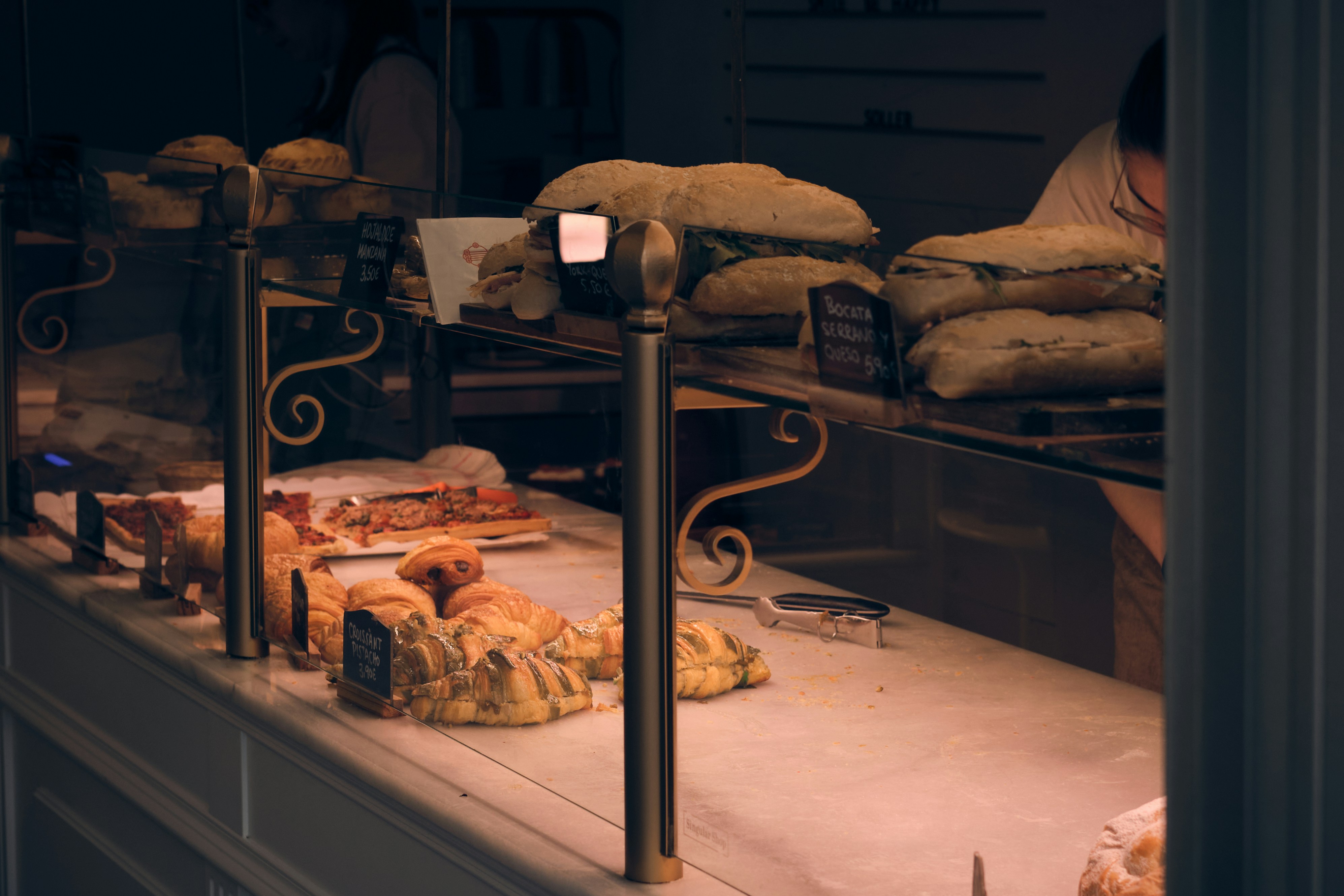 Freshly baked bread and pastries display