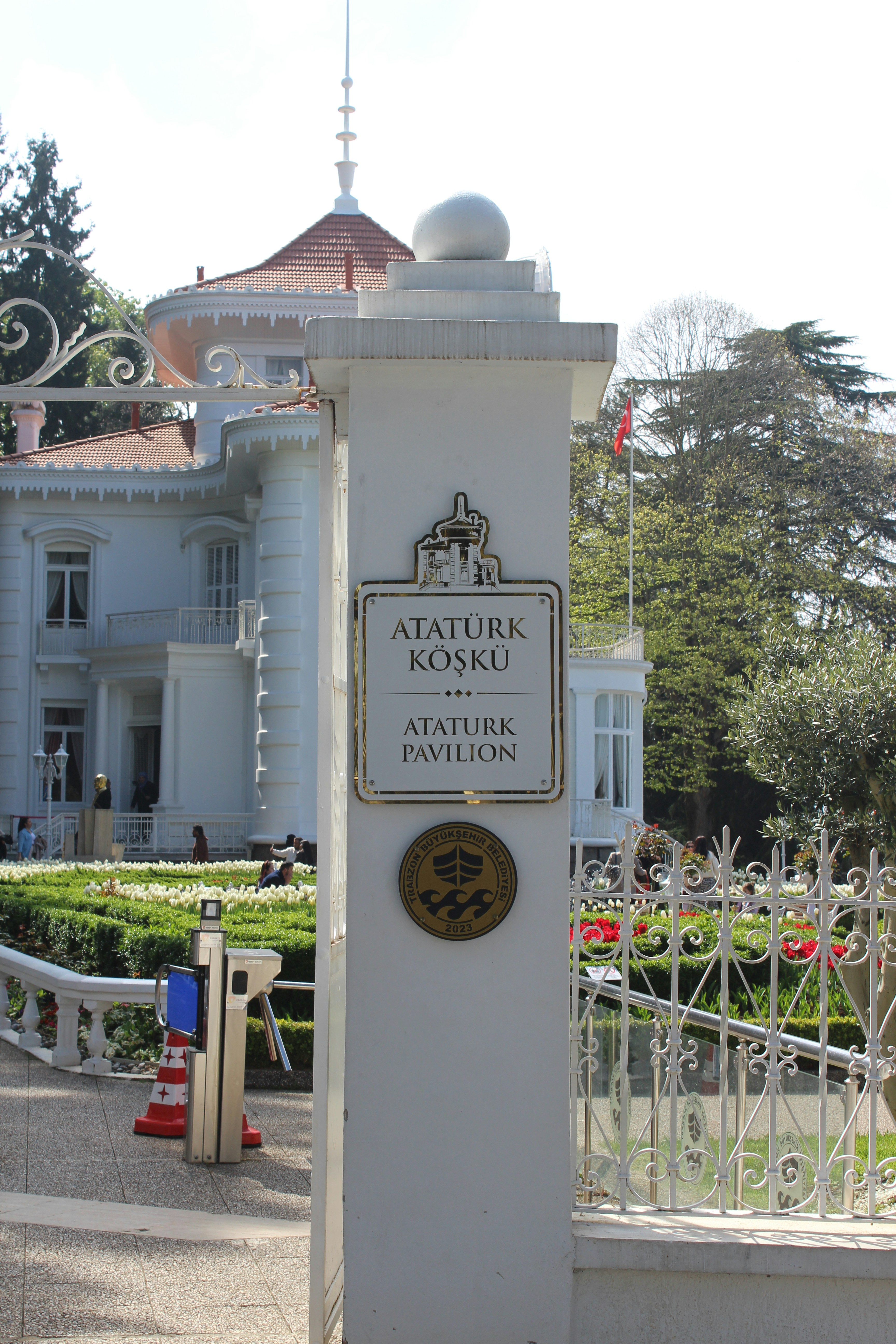 Entrance sign for atatürk pavilion.