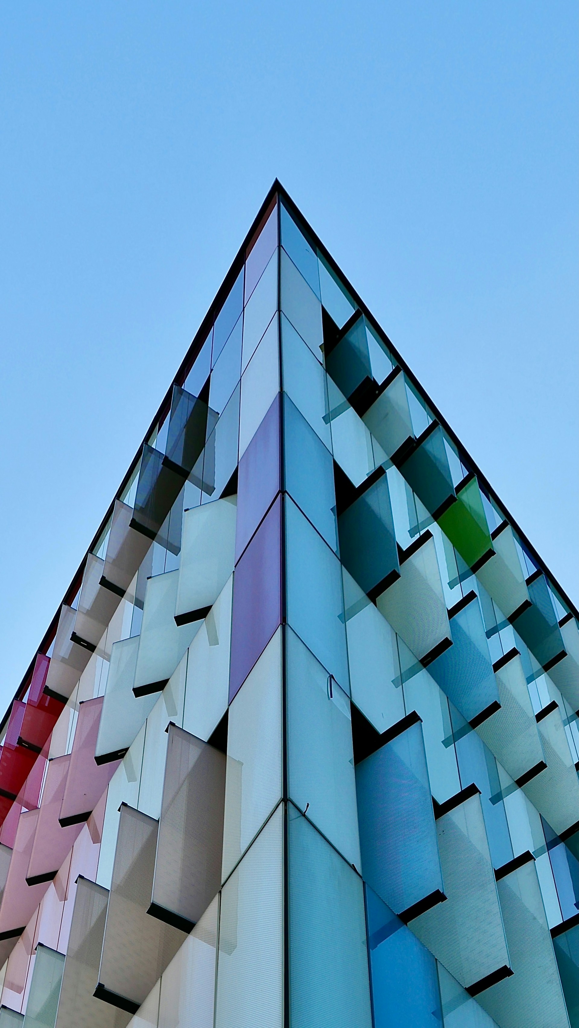 A colorful and modern building corner.