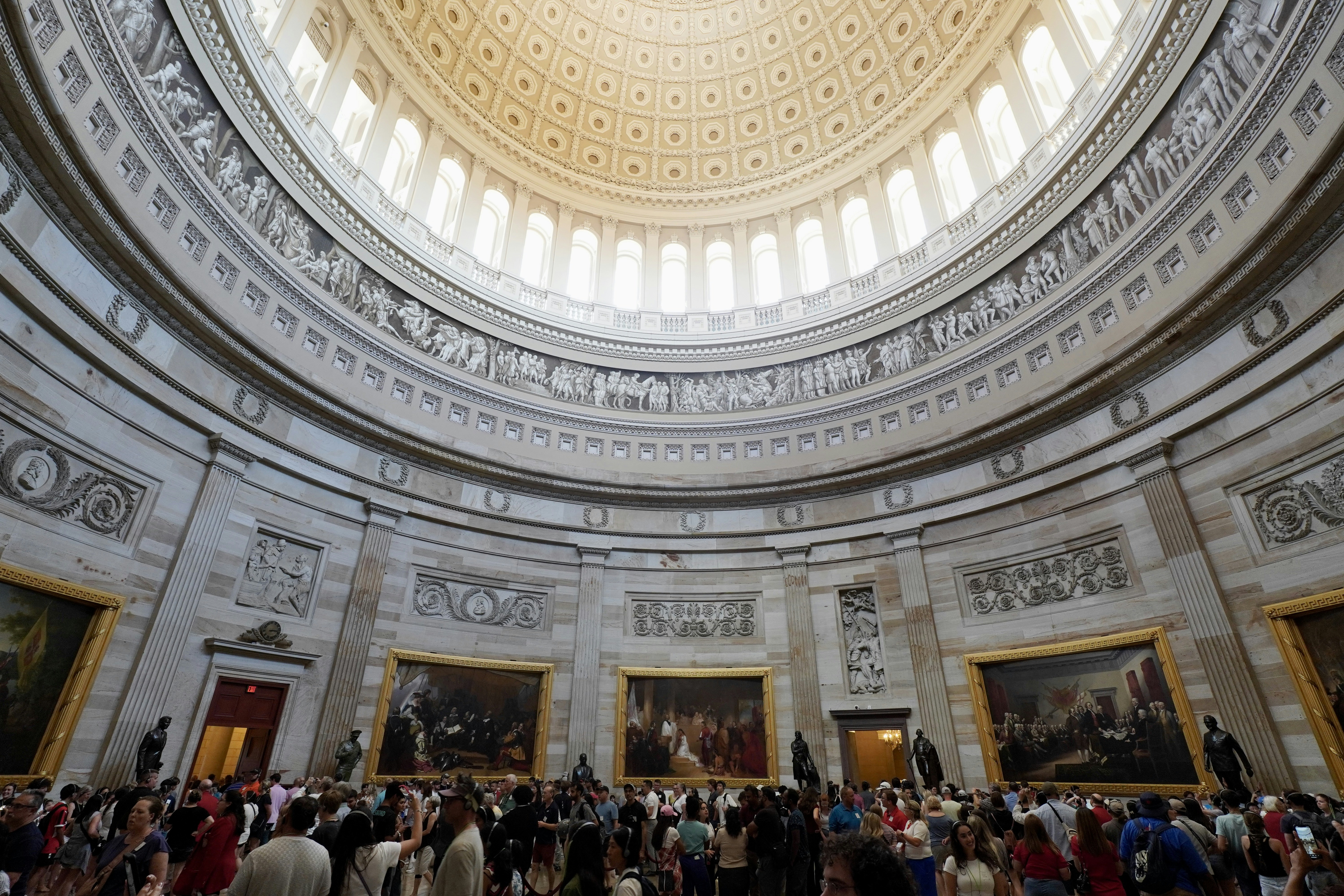 Inside the u.s. capitol building's rotunda.