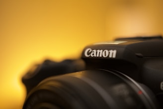 A canon camera is in sharp focus.