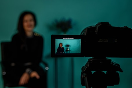 Filming a video with the camera in focus.
