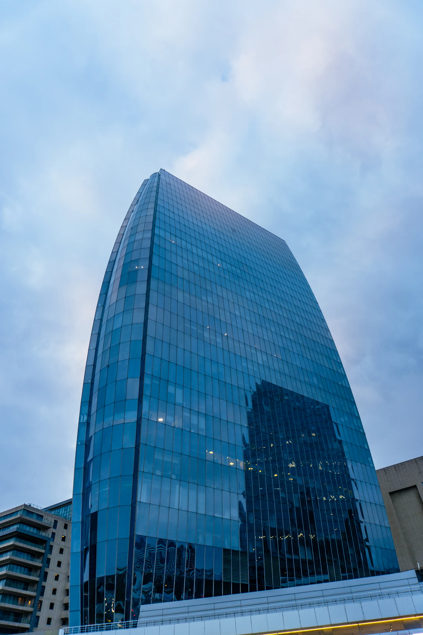 Elegant curved glass office tower