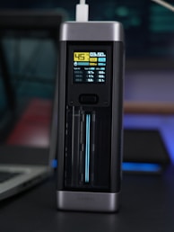 A charging device displaying current information.