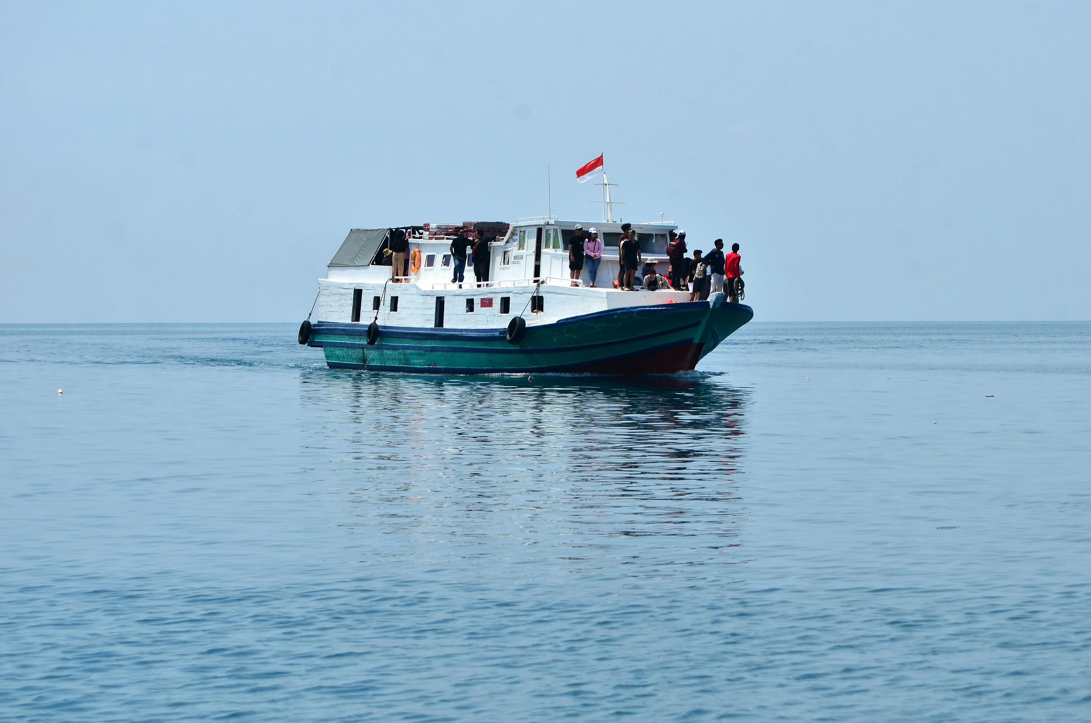 View of a boat which carrying tourist to the beach around Thousand Islands in Jakarta, Indonesia, April 26, 2025.