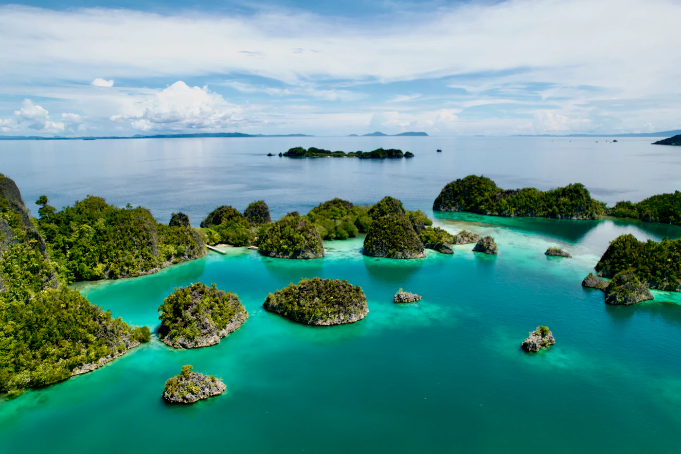 Die Karstinseln von Piaynemo in Raja Ampat aus der Vogelperspektive